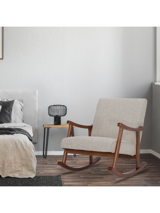 Chaise à bascule Morelia tissu noyer, crème Chaise à bascule Morelia tissu noyer, crème