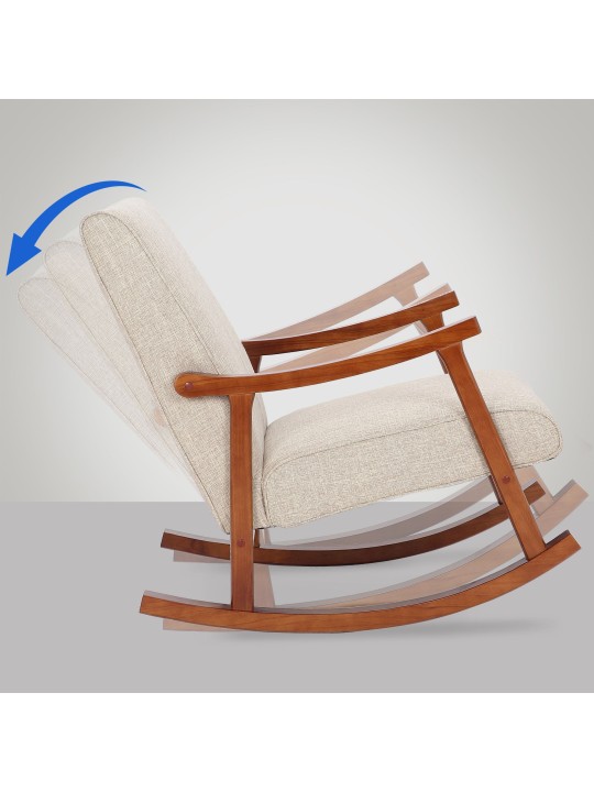 Chaise à bascule Morelia tissu noyer, crème Chaise à bascule Morelia tissu noyer, crème