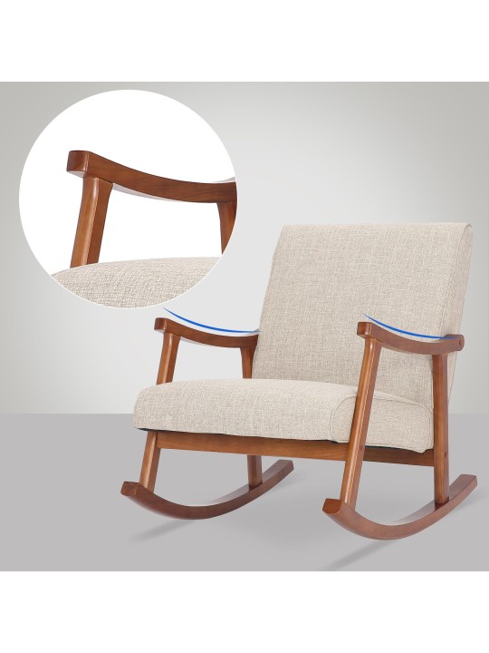 Chaise à bascule Morelia tissu noyer, crème Chaise à bascule Morelia tissu noyer, crème