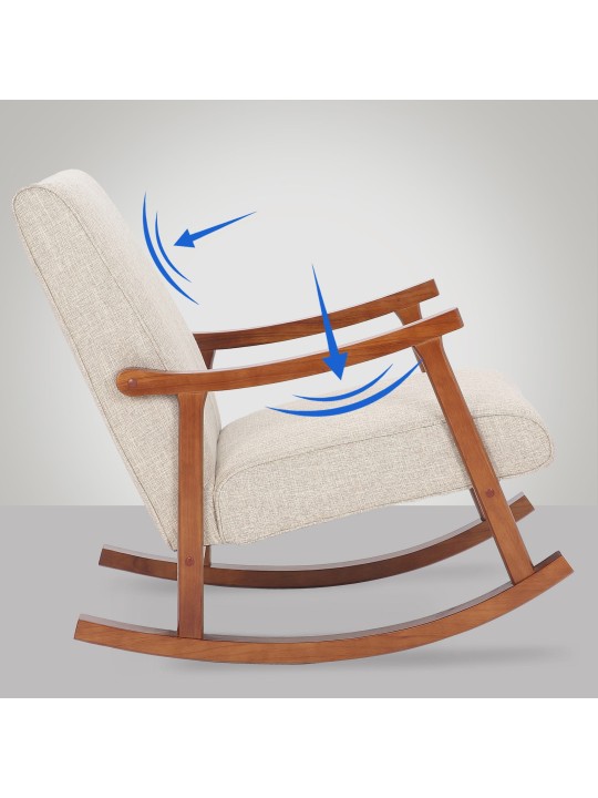 Chaise à bascule Morelia tissu noyer, crème Chaise à bascule Morelia tissu noyer, crème