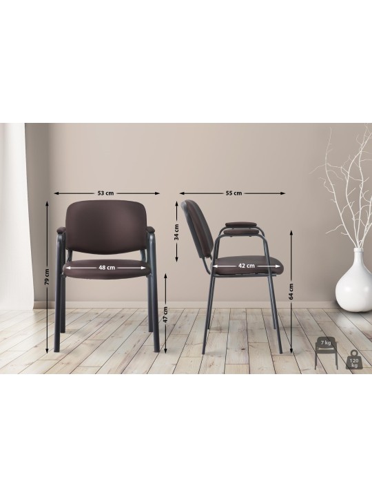 Chaise visiteur Ken PRO cuir artificiel, brun