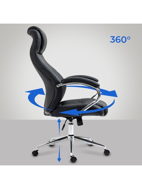 Chaise de bureau Salford cuir véritable, noir