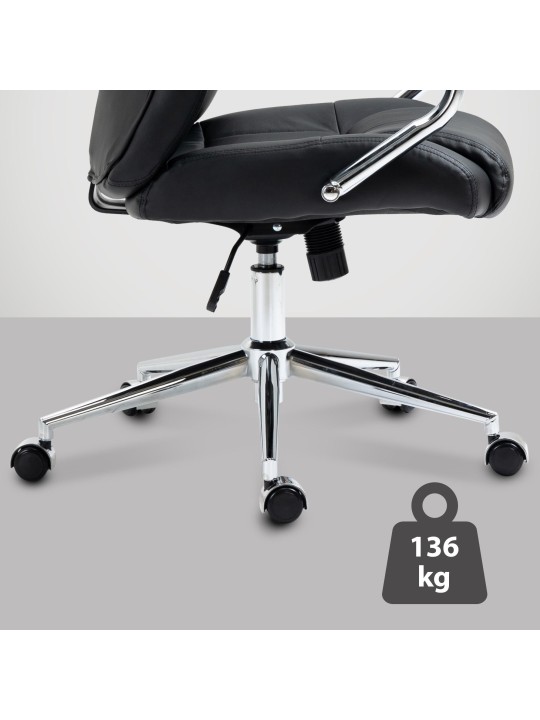 Chaise de bureau Salford cuir véritable, noir