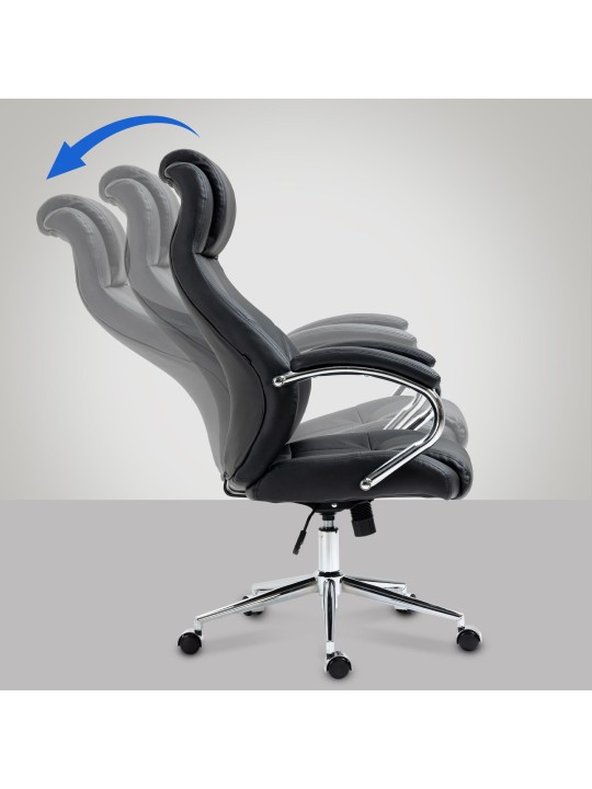 Chaise de bureau Salford cuir véritable, noir