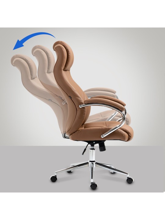 Chaise de bureau Salford cuir véritable, brun clair