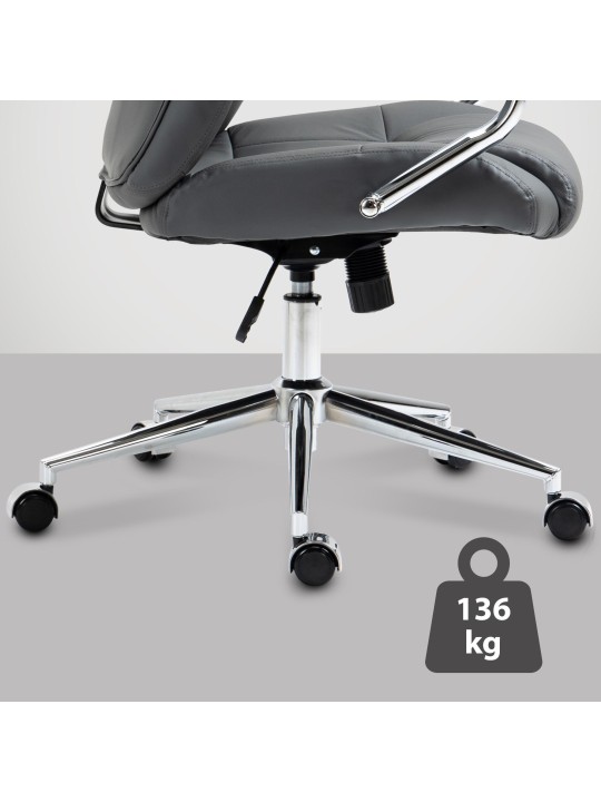 Chaise de bureau Salford cuir véritable, gris