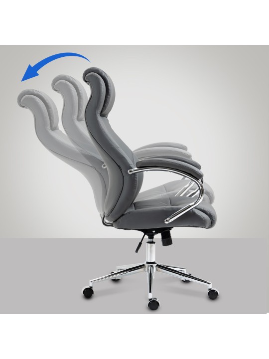 Chaise de bureau Salford cuir véritable, gris