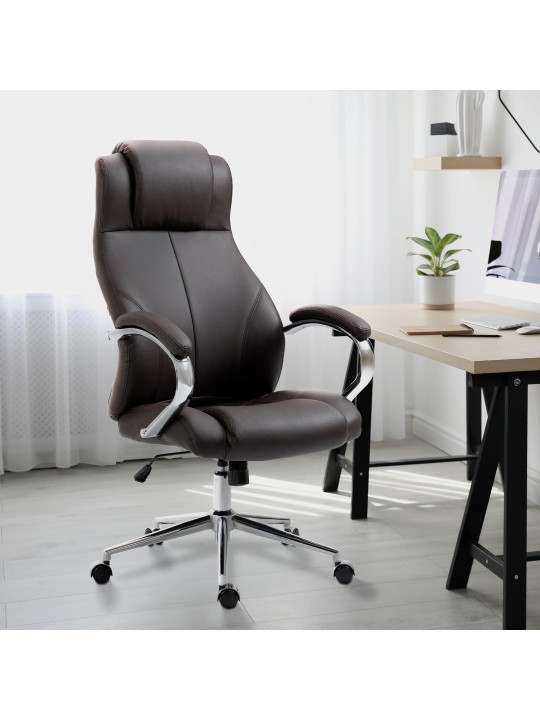 Chaise de bureau Salford cuir véritable, brun