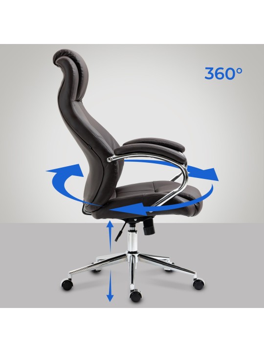 Chaise de bureau Salford cuir véritable, brun