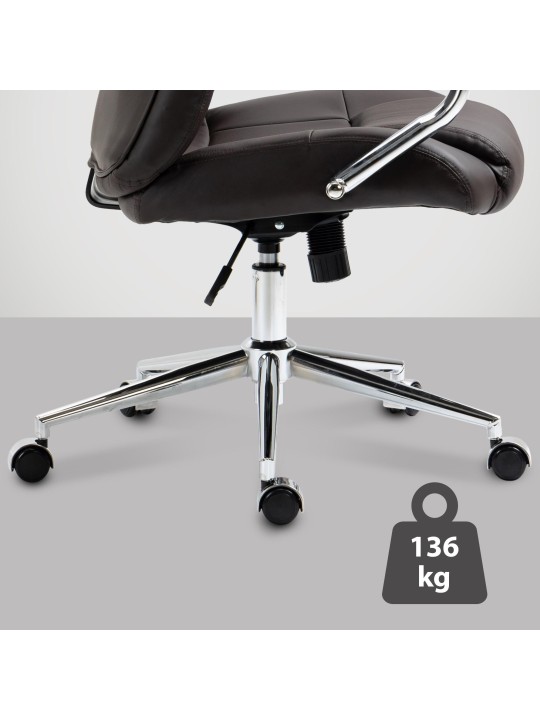 Chaise de bureau Salford cuir véritable, brun