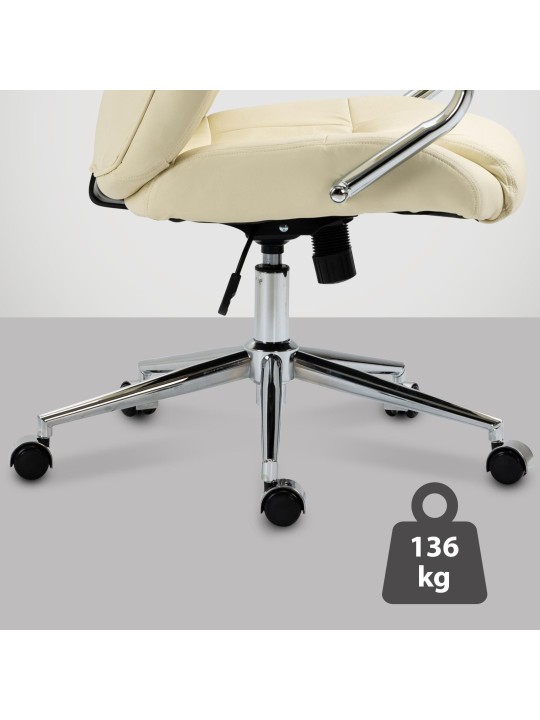 Chaise de bureau Salford cuir véritable, crème