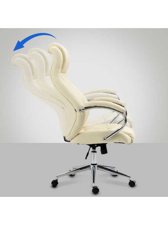 Chaise de bureau Salford cuir véritable, crème