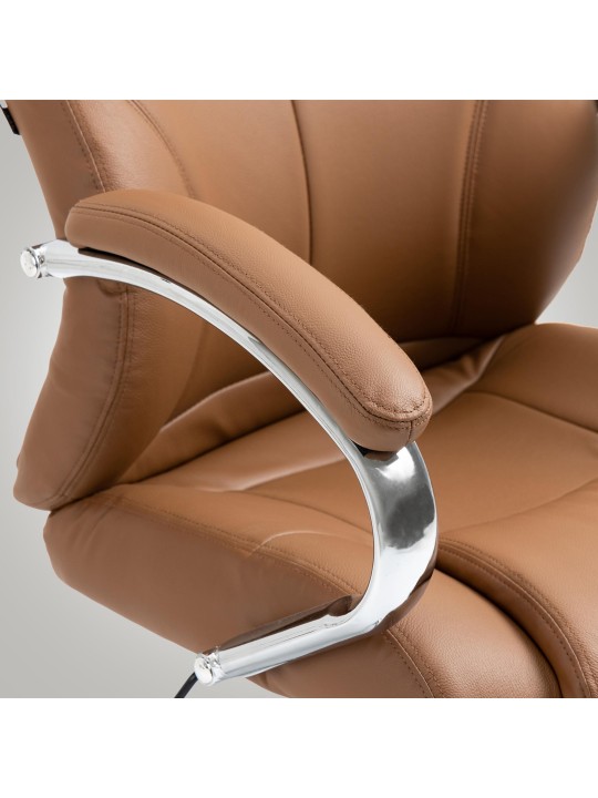 Chaise de bureau Salford cuir véritable, brun clair