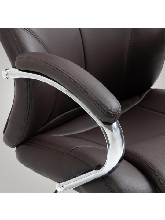 Chaise de bureau Salford cuir véritable, brun