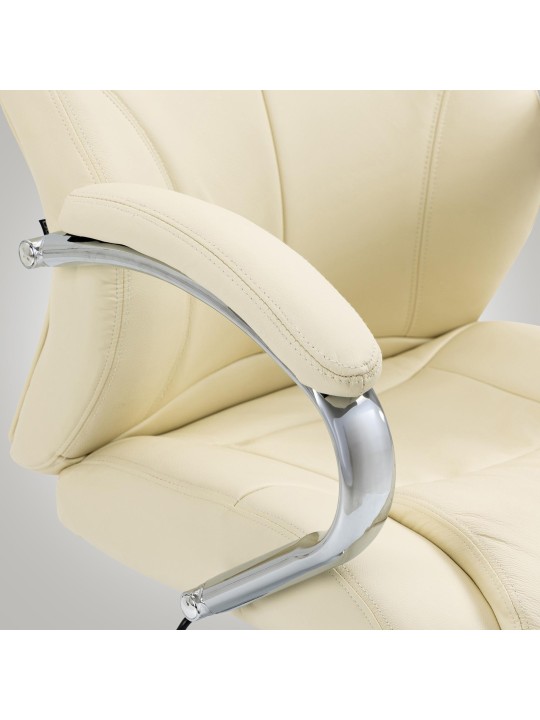 Chaise de bureau Salford cuir véritable, crème