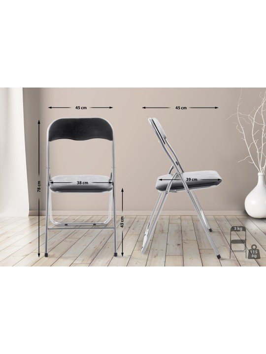 Chaise pliante Felix, noir/argent