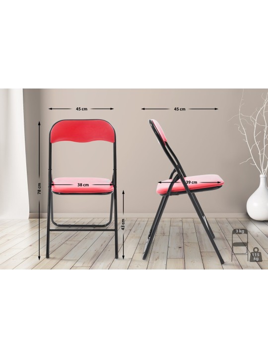 Chaise pliante Felix, rouge/noir Chaise pliante Felix, rouge/noir