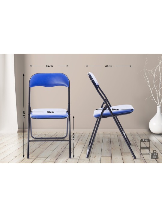 Chaise pliante Felix, bleu/noir