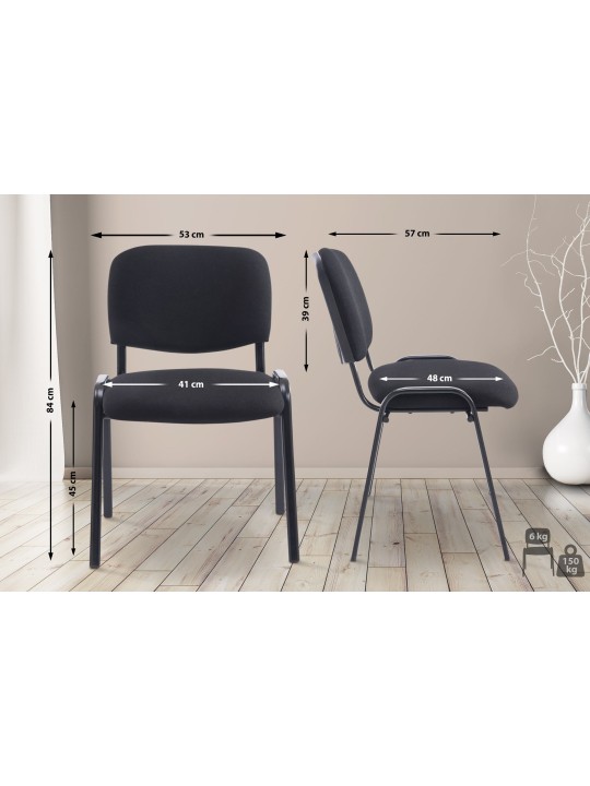 Chaise visiteur Ken XL tissu, noir Chaise visiteur Ken XL tissu, noir