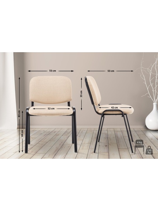 Chaise visiteur Ken V2 en tissu, crème