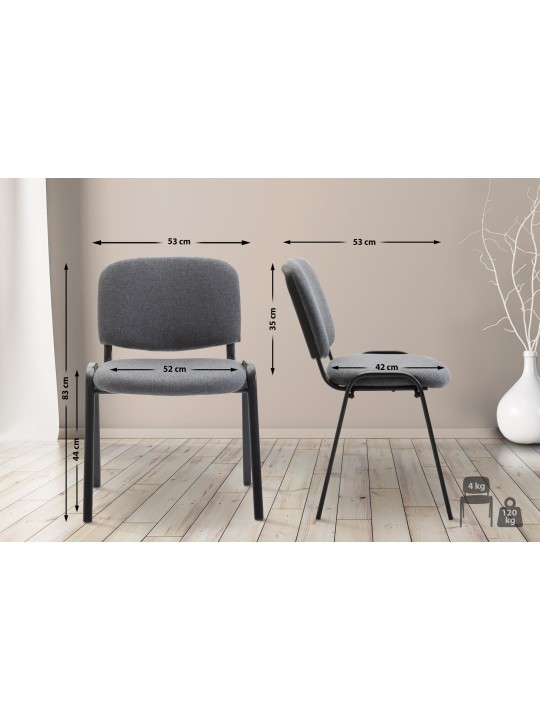 Chaise visiteur Ken V2 en tissu, gris