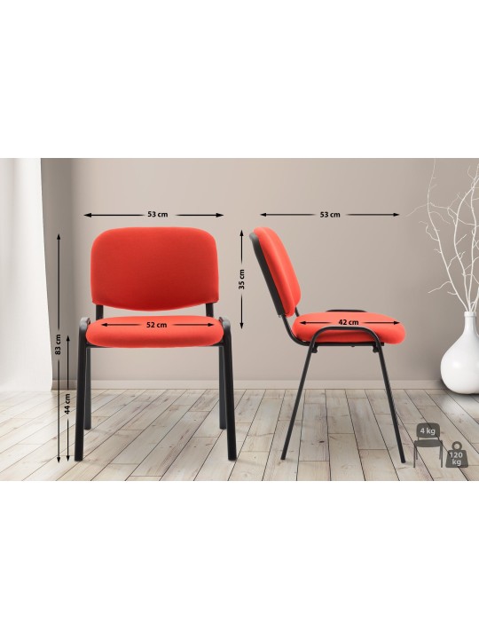 Chaise visiteur Ken V2 en tissu, rouge