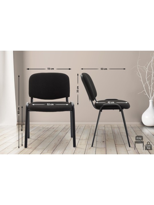 Chaise visiteur Ken V2 en tissu, noir