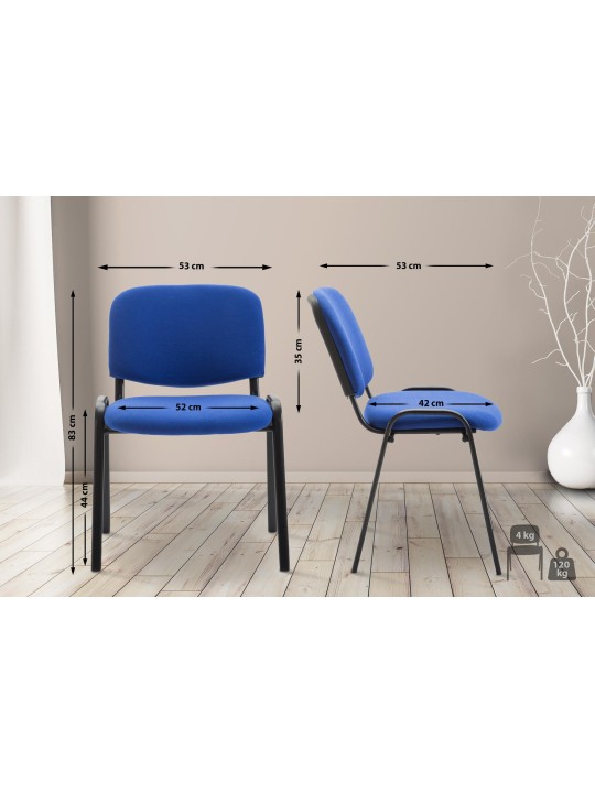 Chaise visiteur Ken V2 en tissu, bleu
