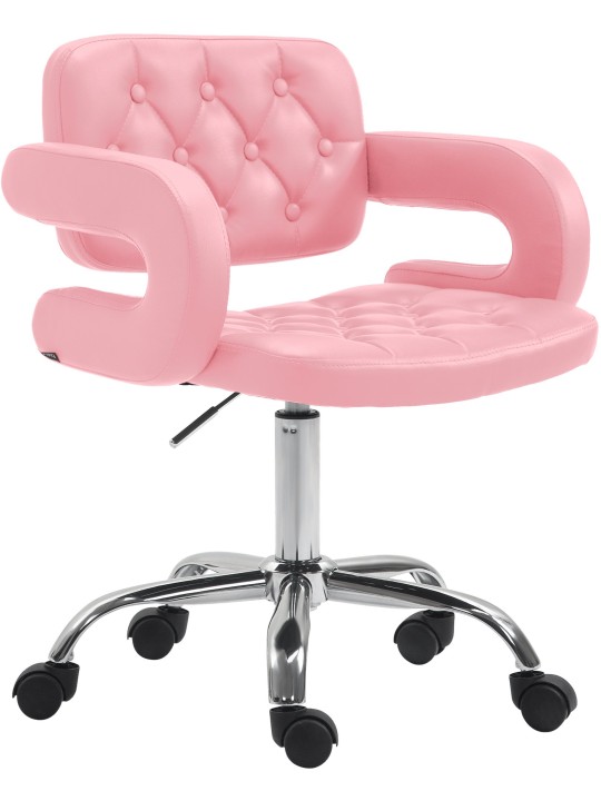 Tabouret de travail Dublin simili cuir, rose