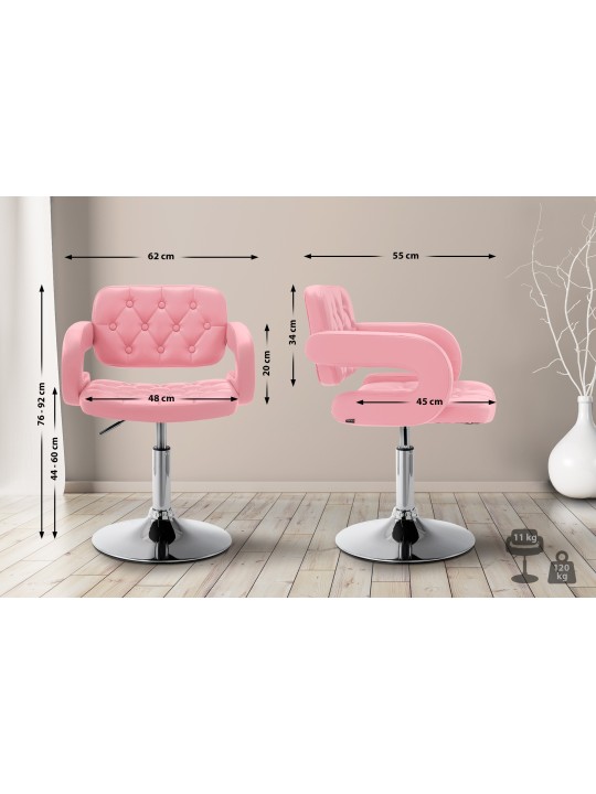 Chaise longue Dublin simili cuir, rose