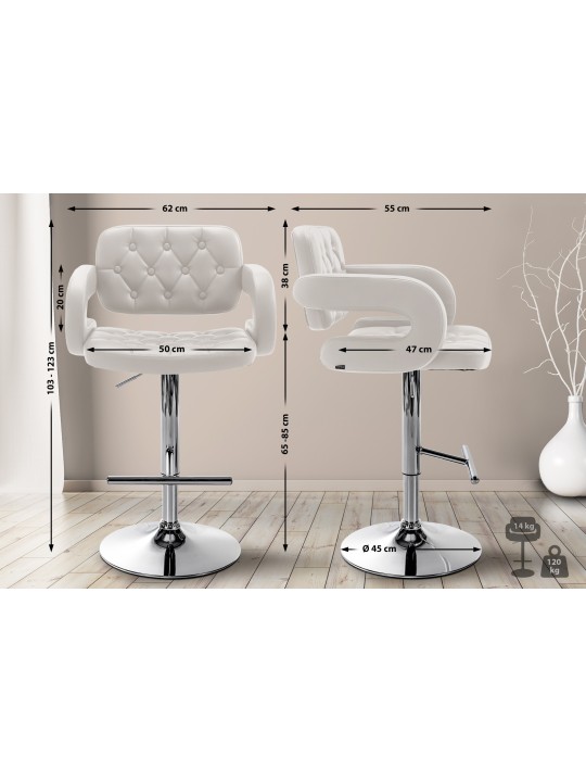 Tabouret de bar Dublin C, blanc