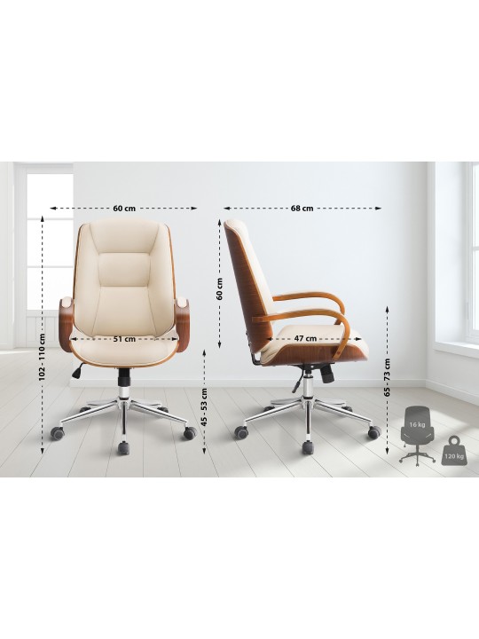 Chaise de bureau Yankton, noyer/crème