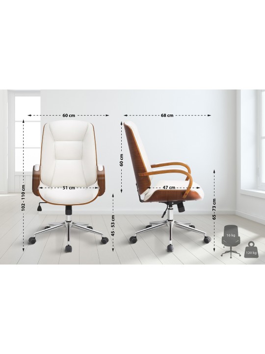 Chaise de bureau Yankton, noyer/blanc