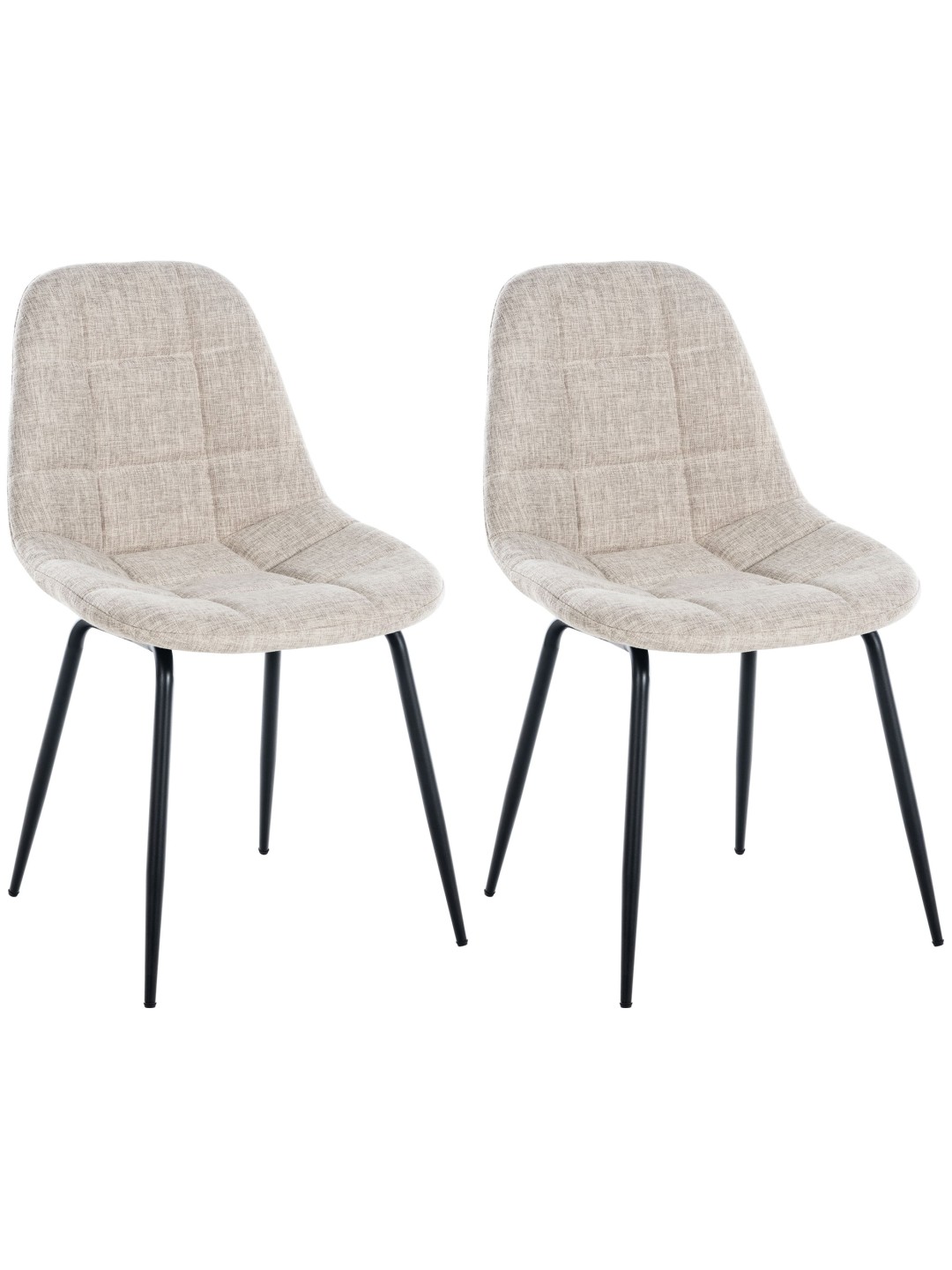 Lot de 2 chaises Tom tissu, crème