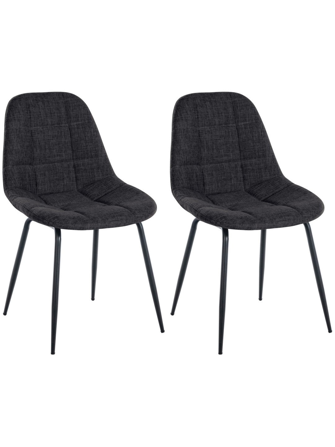 Lot de 2 chaises Tom tissu, gris foncé