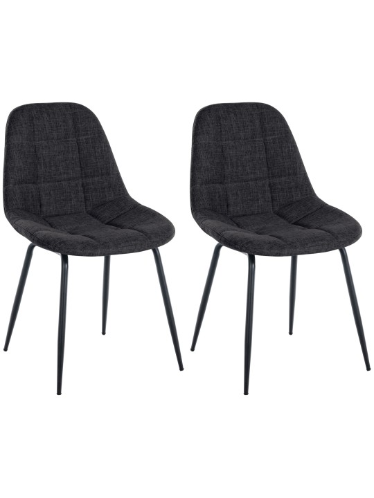 Lot de 2 chaises Tom tissu, gris foncé