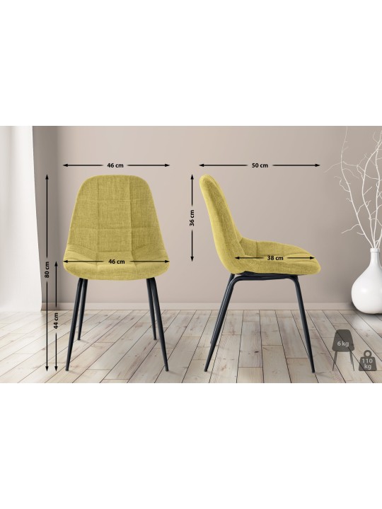 Lot de 2 chaises Tom tissu, vert clair