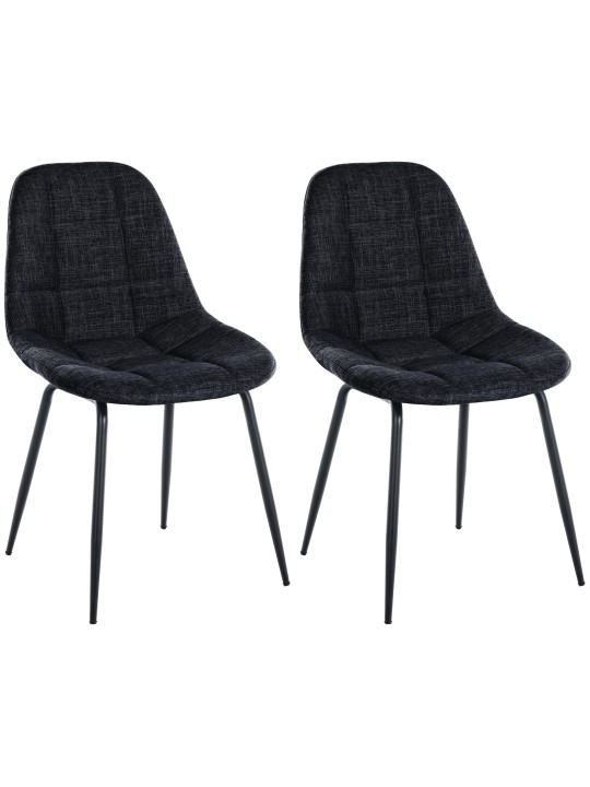 Lot de 2 chaises Tom tissu, noir