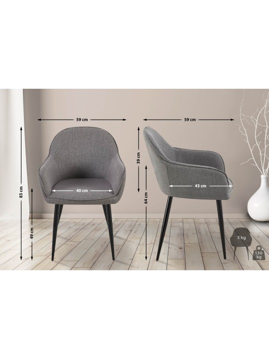 Chaise de salle à manger Boise tissu, gris foncé Chaise de salle à manger Boise tissu, gris foncé