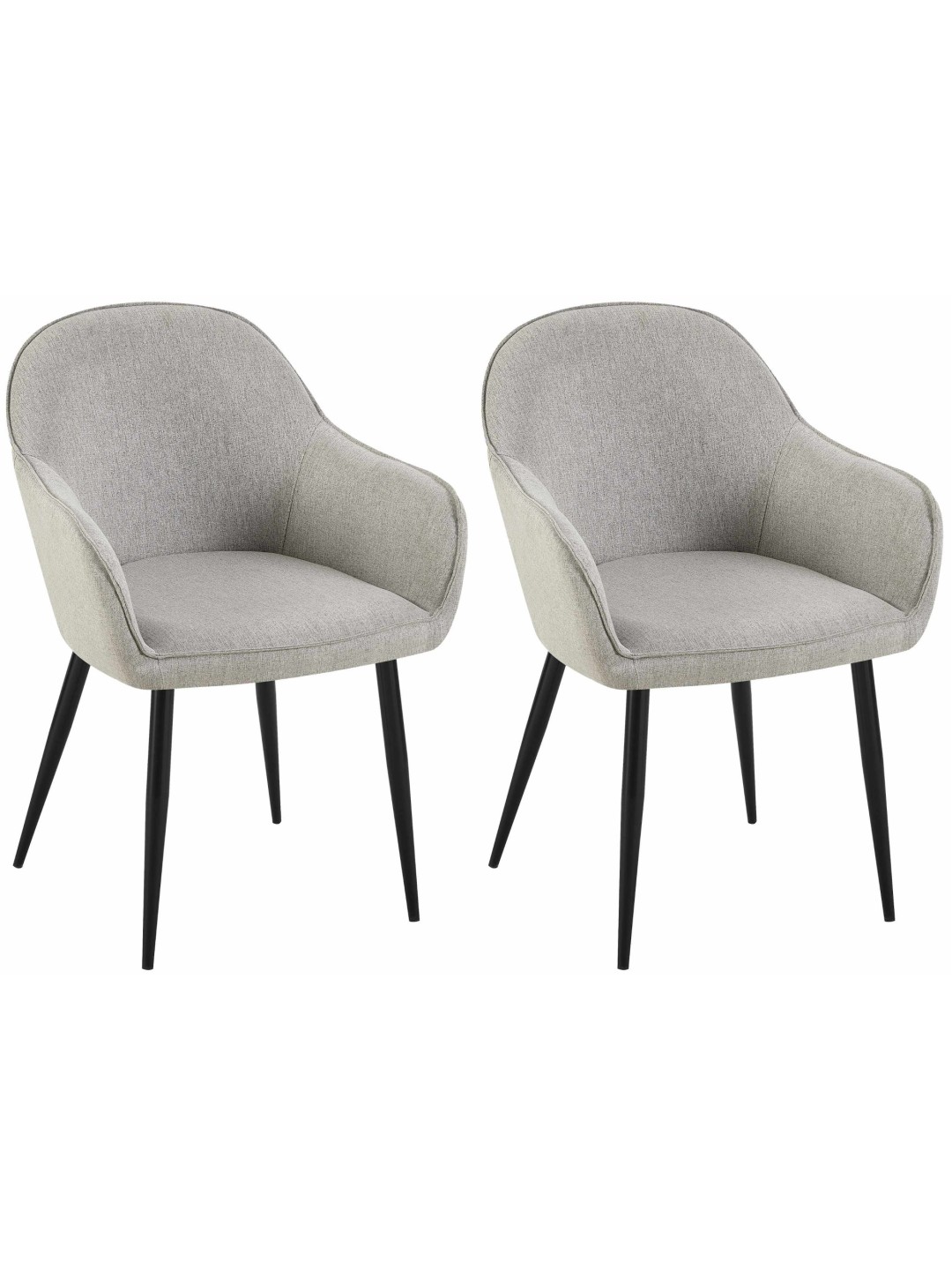 Lot de 2 chaises de salle à manger Boise tissu, gris