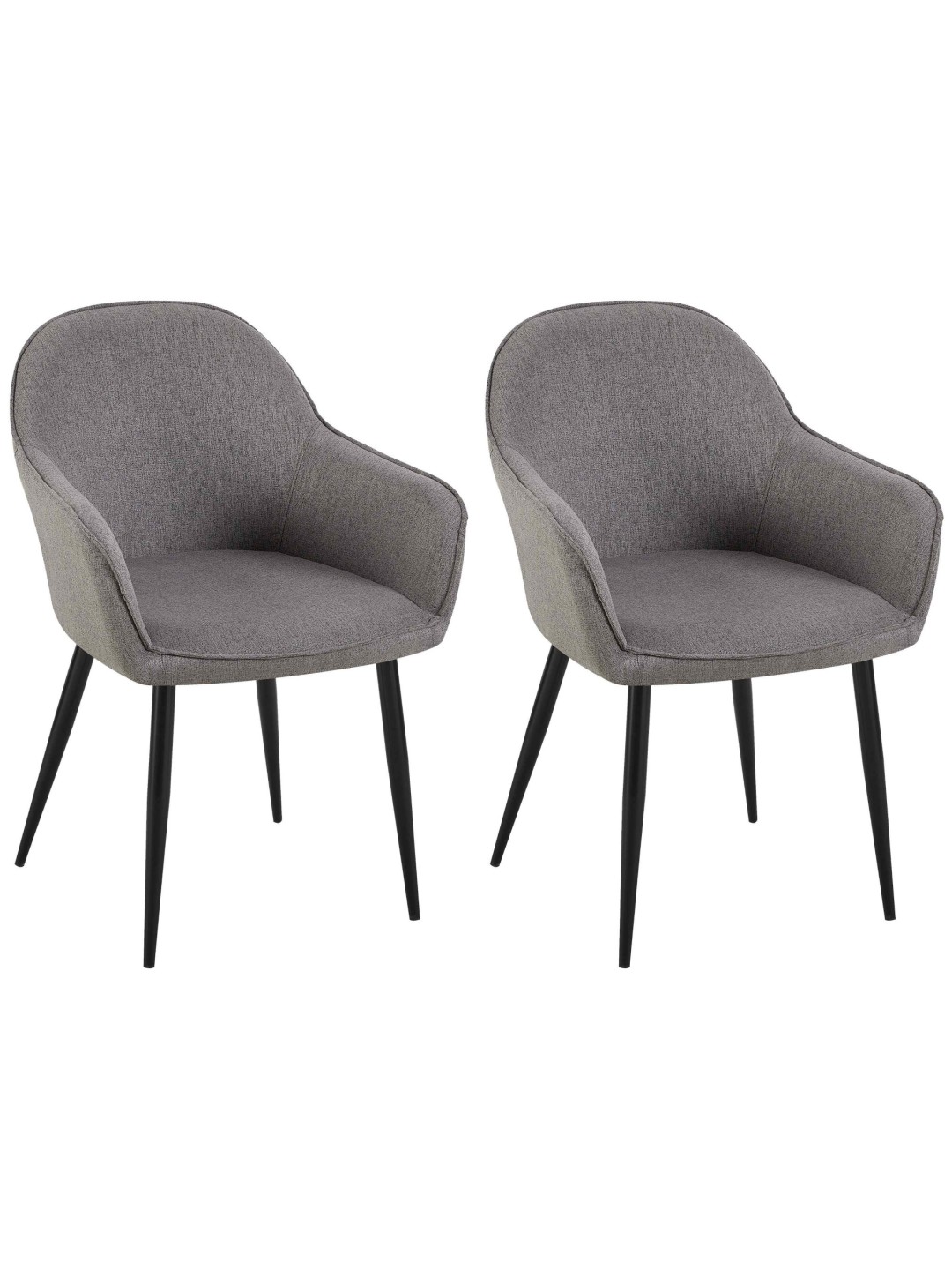 Lot de 2 chaises de salle à manger Boise tissu, gris foncé