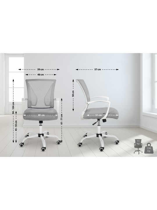 Chaise de bureau Tracy W, gris clair