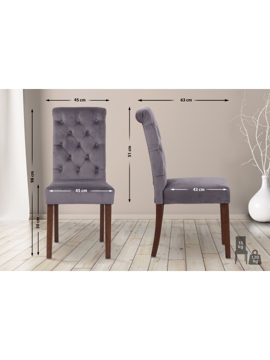 Chaise de salle à manger Lisburn velours, gris foncé Chaise de salle à manger Lisburn velours, gris foncé