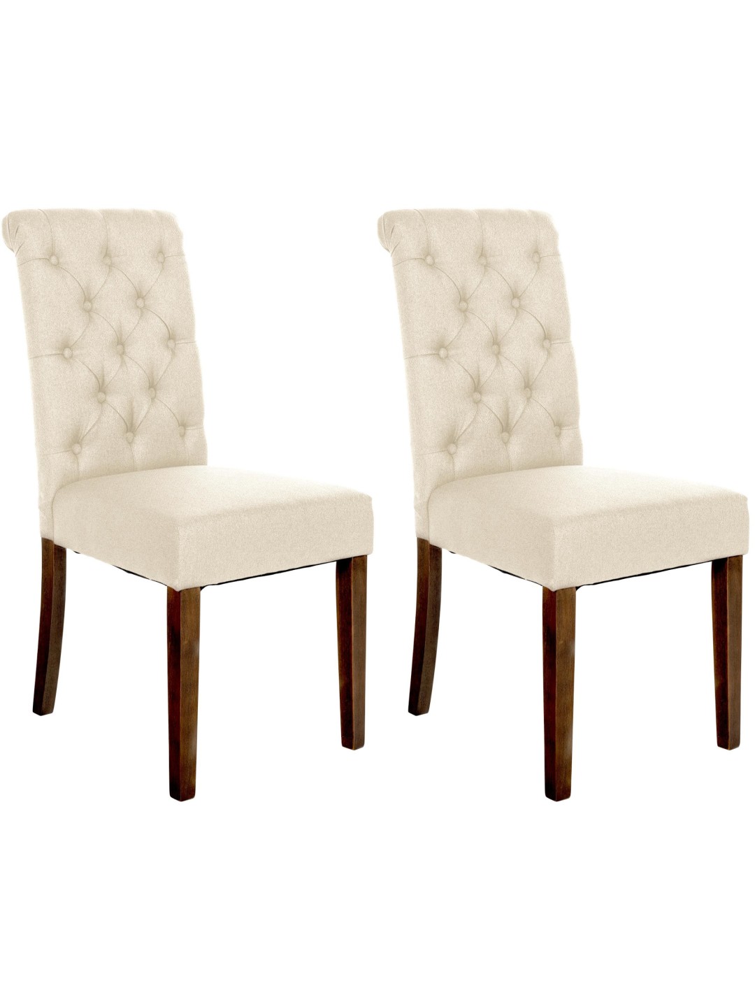 Lot de 2 chaises de salle à manger Lisburn en tissu, crème
