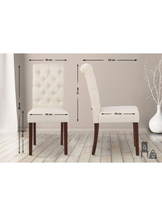 Lot de 2 chaises de salle à manger Lisburn en tissu, crème Lot de 2 chaises de salle à manger Lisburn en tissu, crème