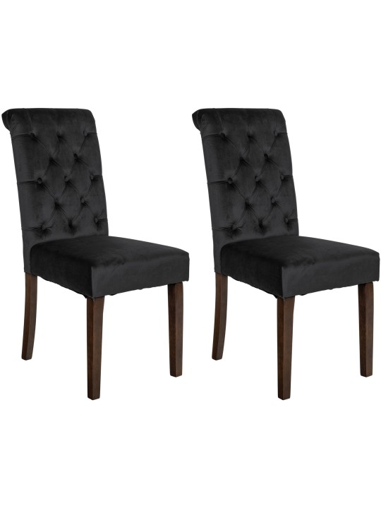 Lot de 2 chaises de salle à manger Lisburn velours, noir Lot de 2 chaises de salle à manger Lisburn velours, noir