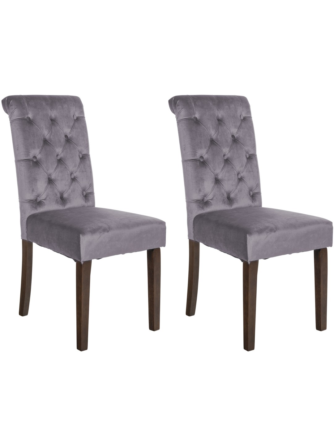 Lot de 2 chaises de salle à manger Lisburn velours, gris foncé