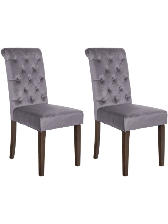 Lot de 2 chaises de salle à manger Lisburn velours, gris foncé