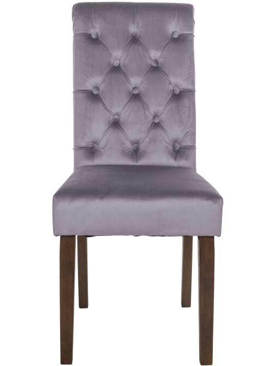 Lot de 2 chaises de salle à manger Lisburn velours, gris foncé