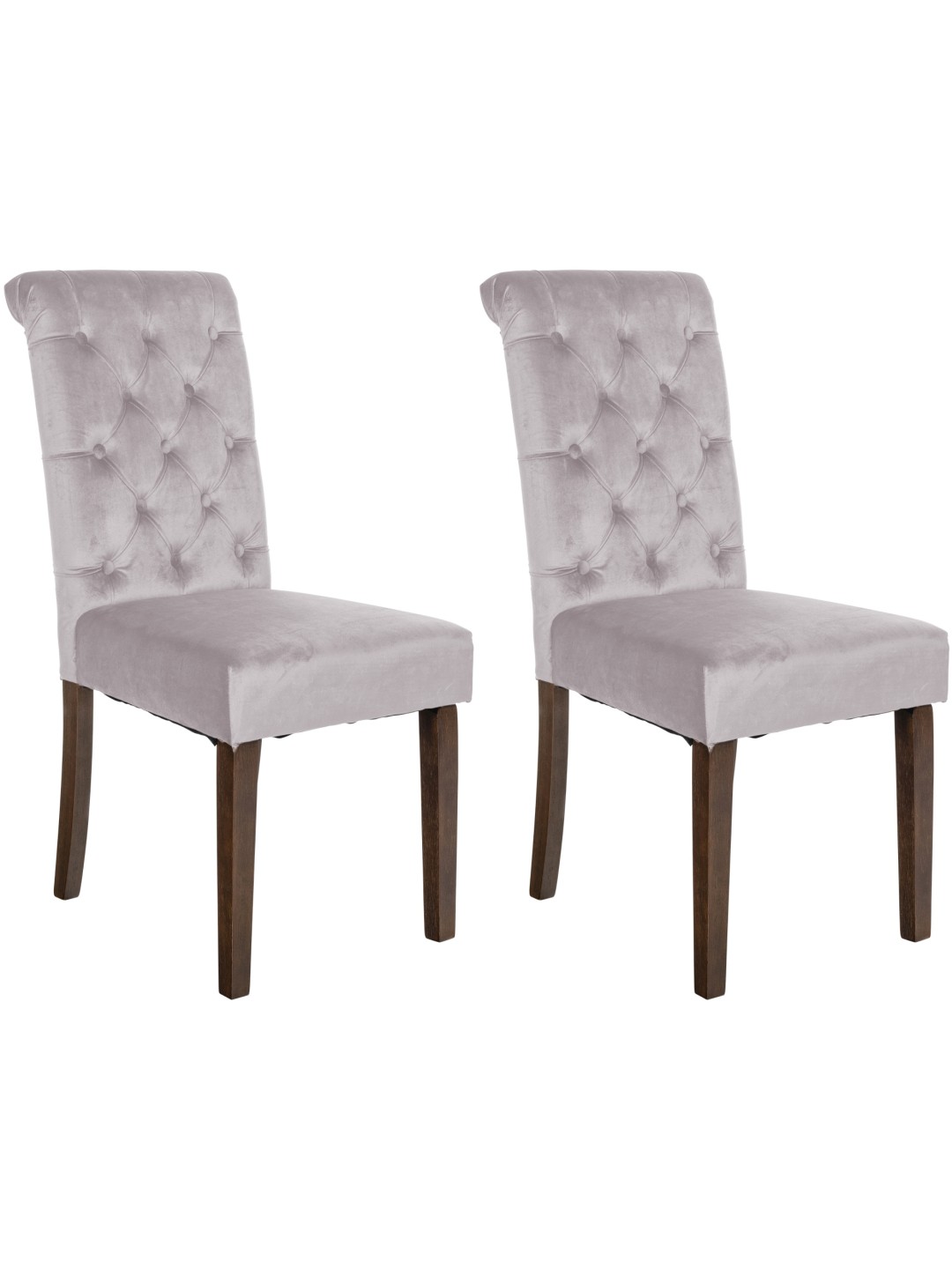 Lot de 2 chaises de salle à manger Lisburn velours, gris